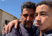 ‘Everyone in this village is either dead or missing’ Abdou Rahman (L), pictured with his nephew, lost his wife and three sons in the earthquake