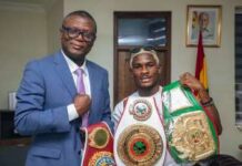 Theo Lopez Presents WBO Africa Title to Sports & Recreation Minister