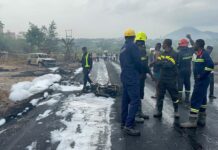 Val’s Day Highway Disaster: Police Battle to Restore Calm After Deadly Tanker Explosion at Ntoaso