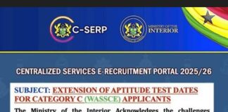 Extension of Aptitude Test dates for category C WASSCE applicants