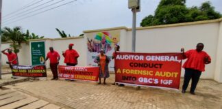 No Surrender: GBC Workers Take Protest to Jubilee House, Demand DG Steps Aside for Forensic Audit